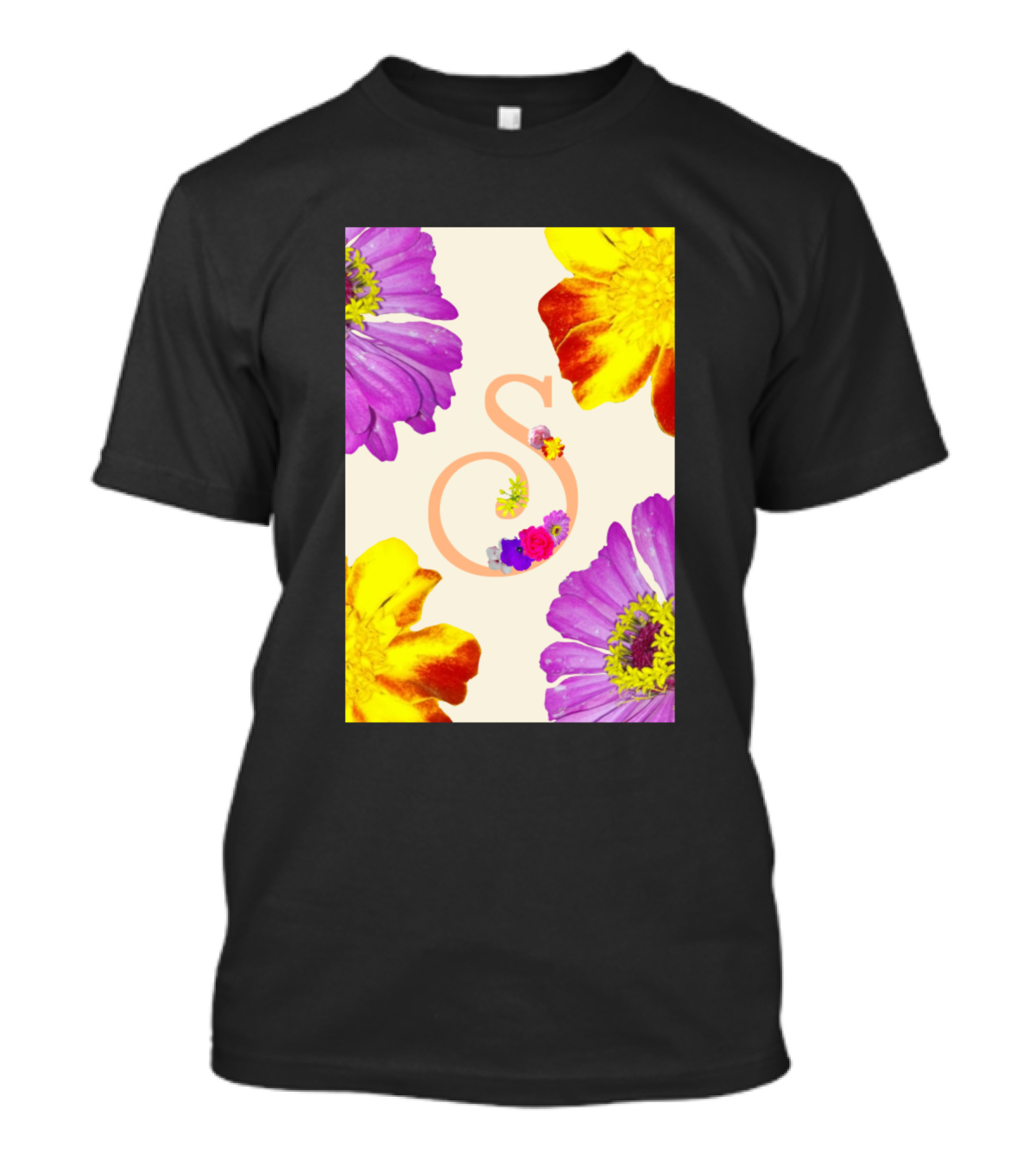 S With Colorful Floral Arrangement T-Shirt