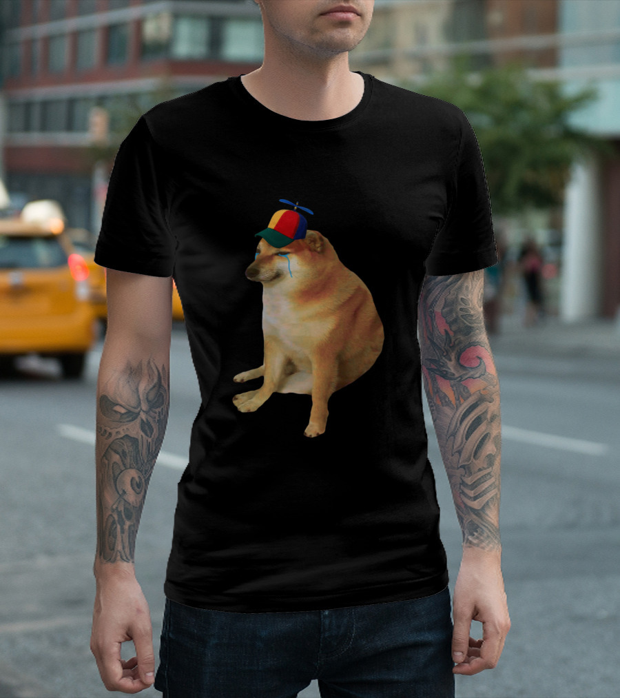 Sad Dog Crying Meme With Propeller Hat T-Shirt