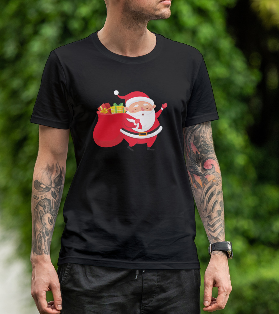 Jolly Santa Claus Carrying Gift-Filled Sack T-Shirt