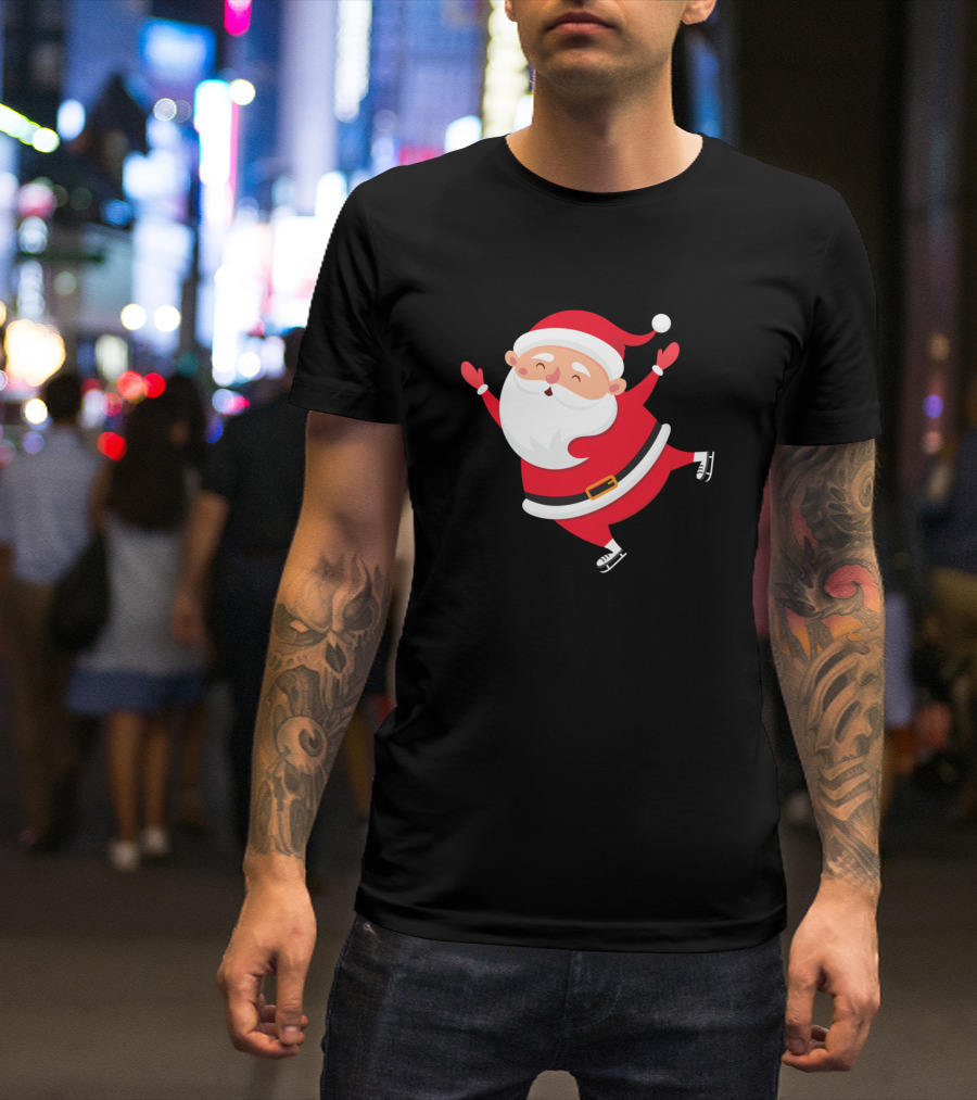 Santa Skating On Ice Skates T-Shirt