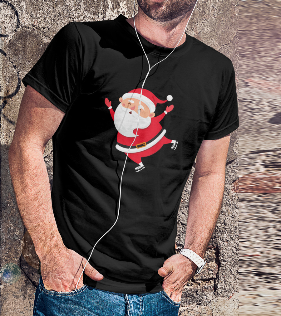 Santa Skating On Ice Skates T-Shirt