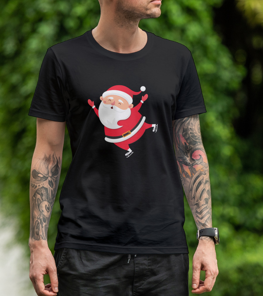 Santa Skating On Ice Skates T-Shirt