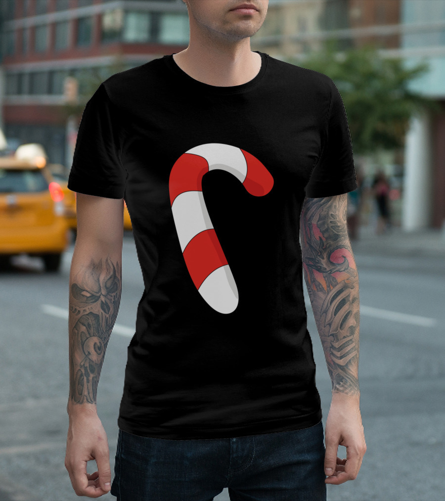 Sweet Christmas Candy Cane Cartoon Design Ideas T-Shirt