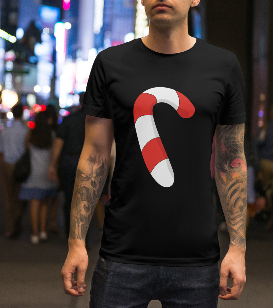 Sweet Christmas Candy Cane Cartoon Design Ideas T-Shirt