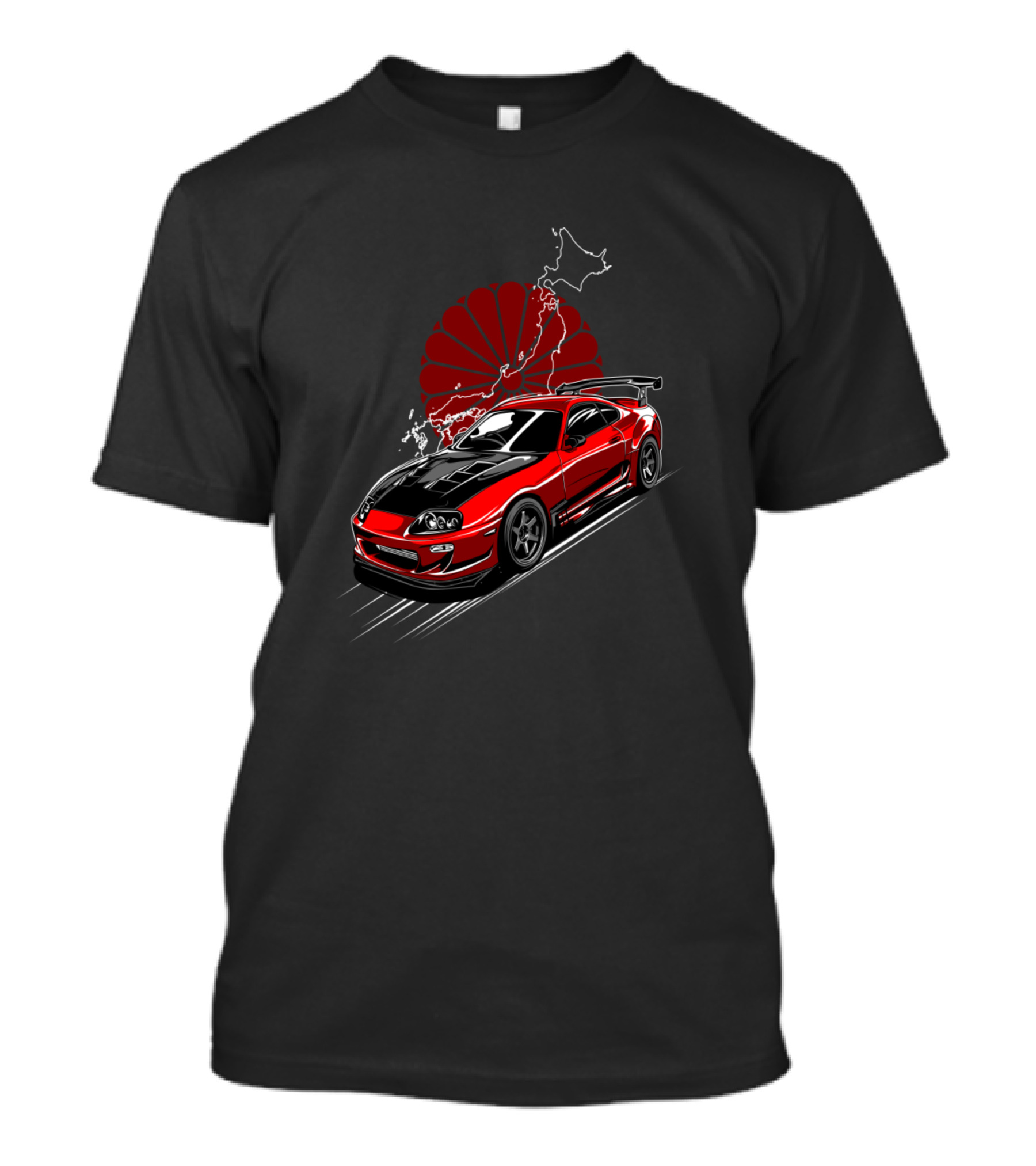 Toyota Supra JDM Japan Map Red Sunburst T-Shirt