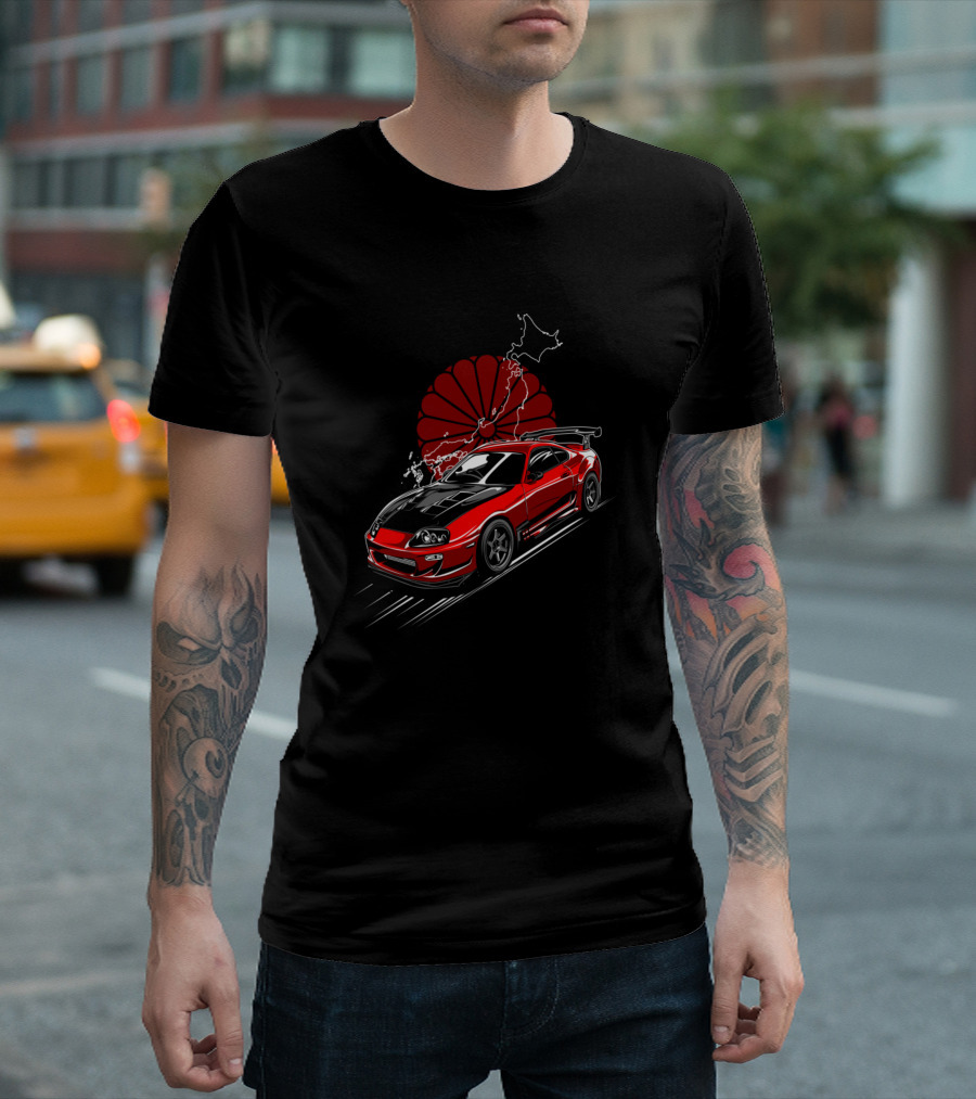Toyota Supra JDM Japan Map Red Sunburst T-Shirt