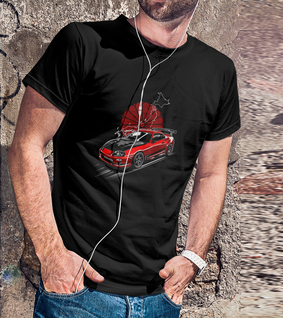 Toyota Supra JDM Japan Map Red Sunburst T-Shirt