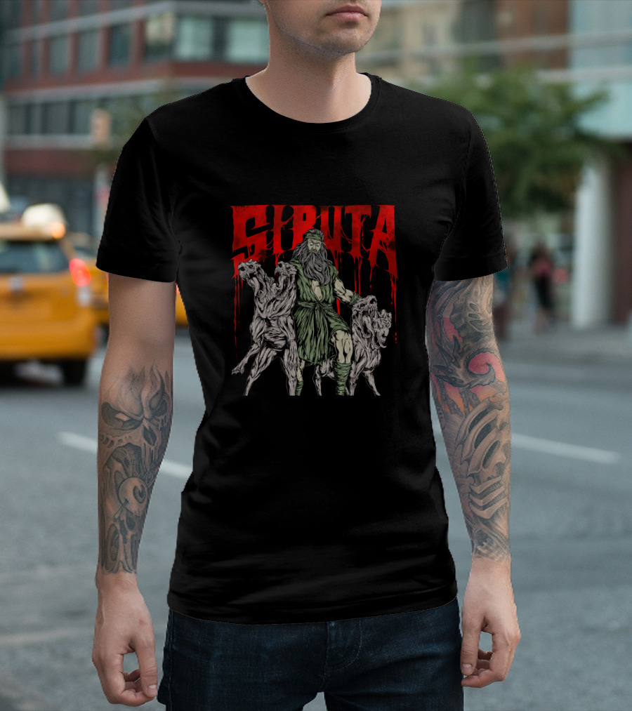Sibuta Uncle Metal Head Mythical Warrior with Hounds T-Shirt