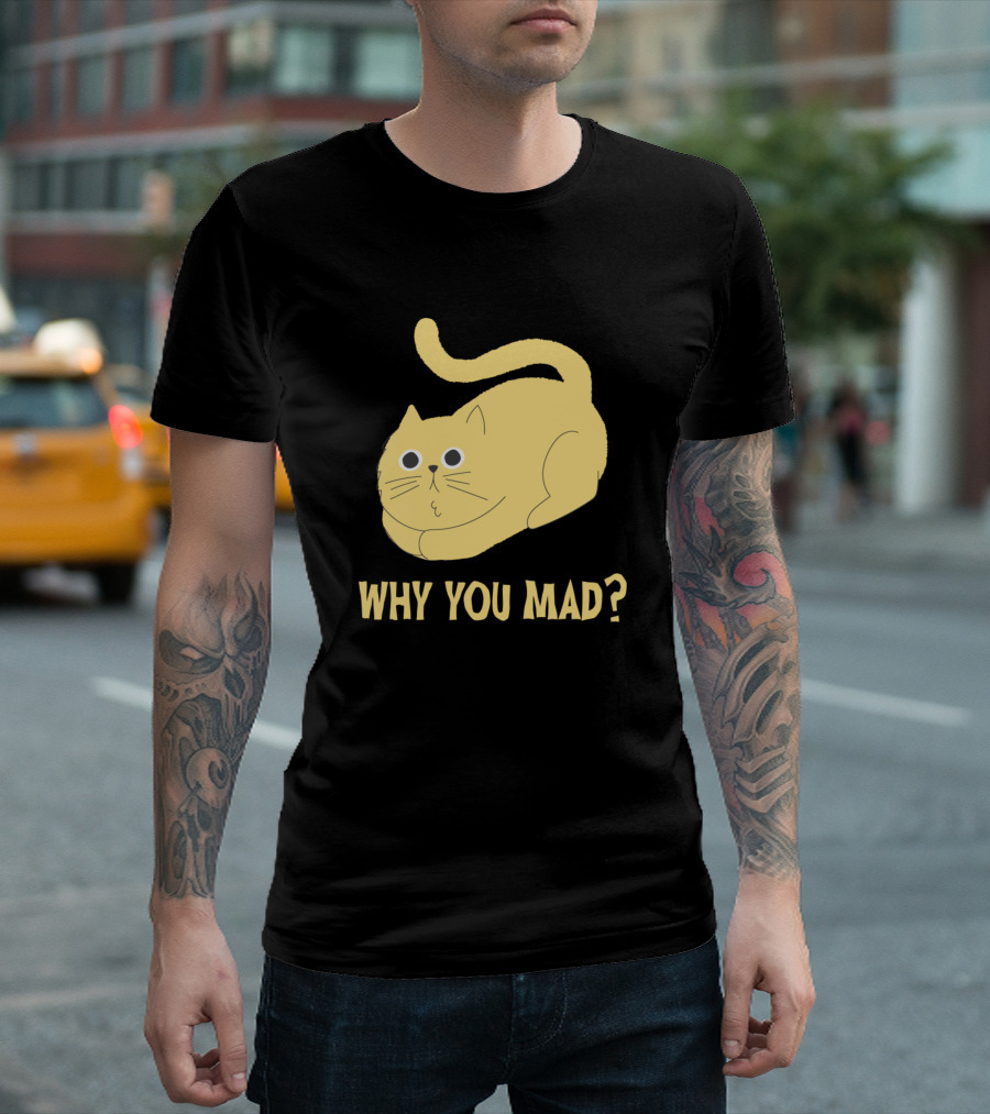 Why You Mad Yellow Cat Cute Expression T-Shirt