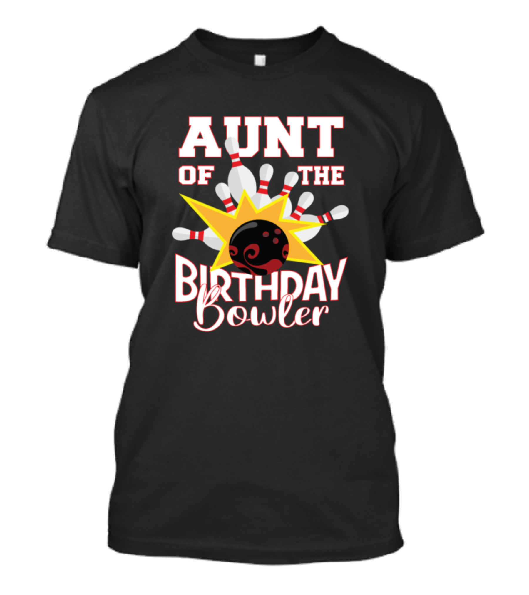 Aunt Of The Birthday Bowler Kid Bowling Sunburst Pins T-Shirt