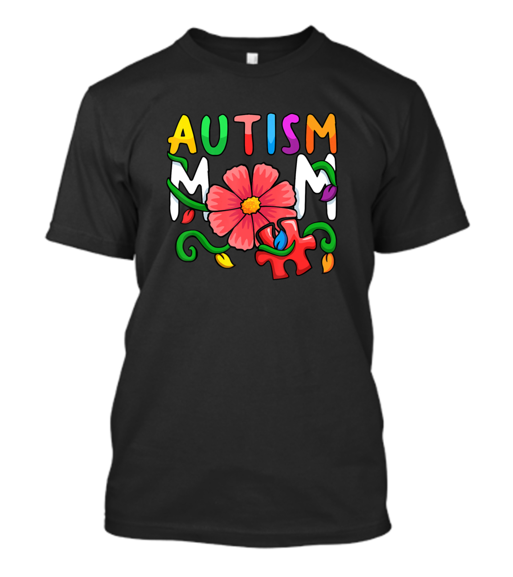 Autism Mom Support Awareness Puzzle Flower Fun T-Shirt