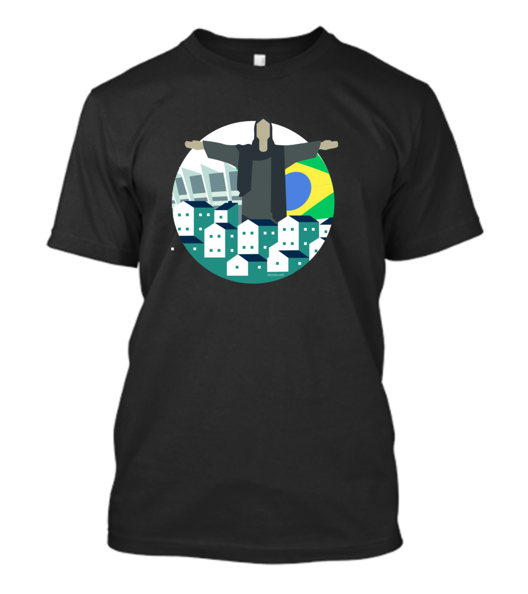 Brazil Christ The Redeemer Favela Flag Circle T-Shirt