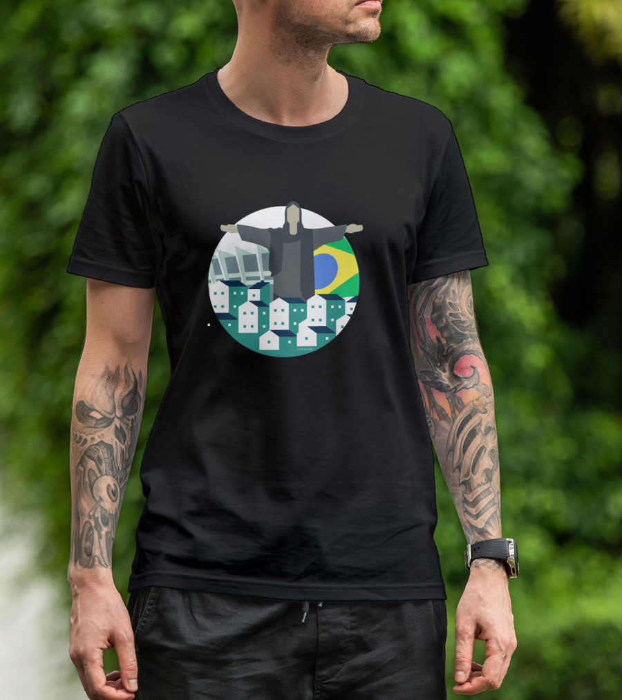 Brazil Christ The Redeemer Favela Flag Circle T-Shirt