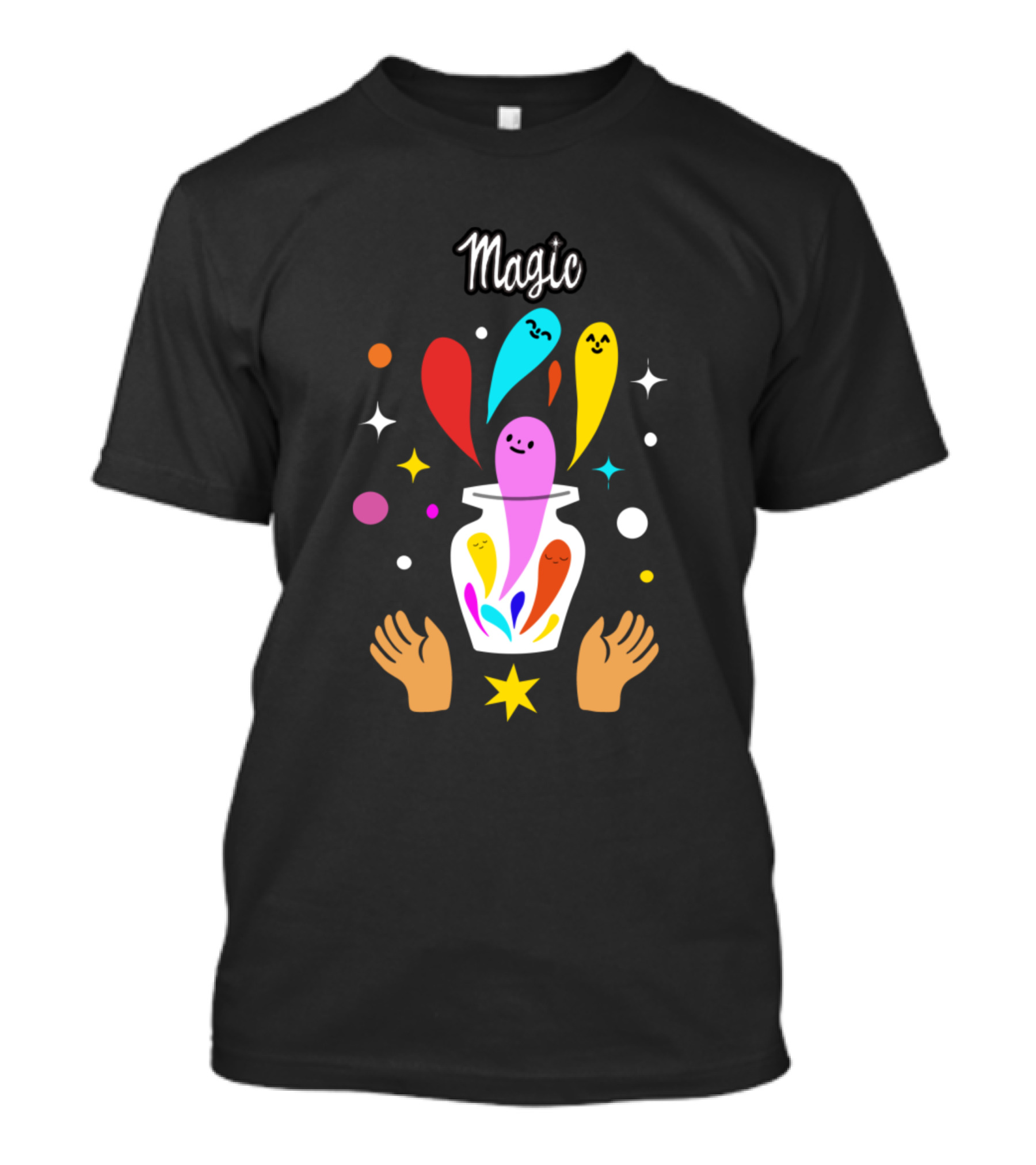 Magic Colorful Souls In Jar With Stars And Hands T-Shirt