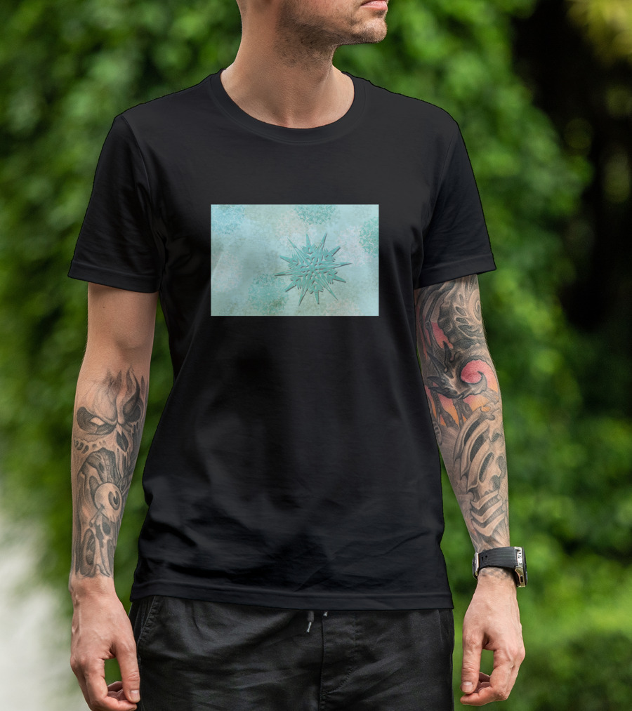 Diamond Dust Snowflake Pattern With Starburst Central Motif T-Shirt