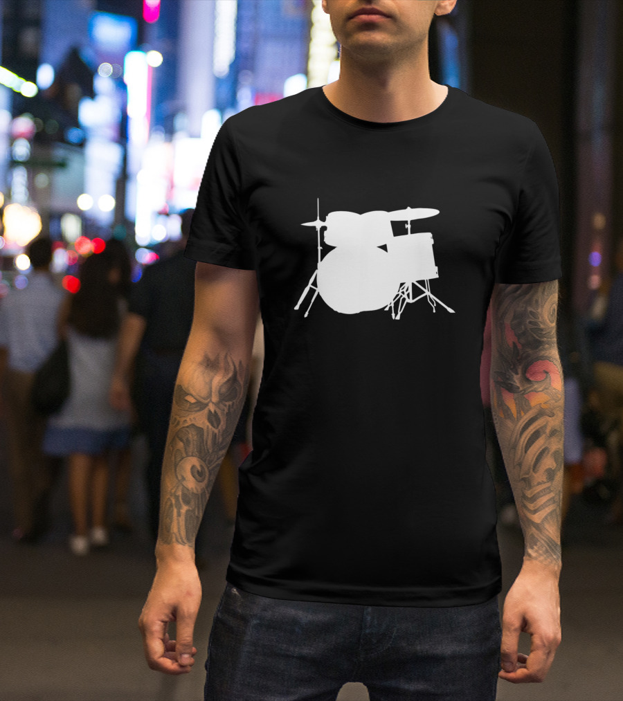 Drummer Silhouette For Music Lovers And Meta Drum Set T-Shirt