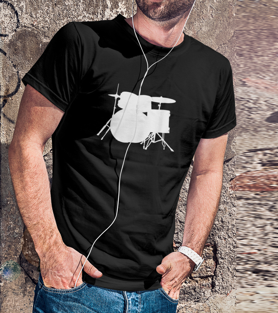 Drummer Silhouette For Music Lovers And Meta Drum Set T-Shirt