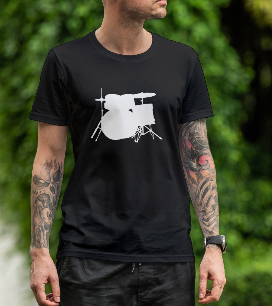 Drummer Silhouette For Music Lovers And Meta Drum Set T-Shirt