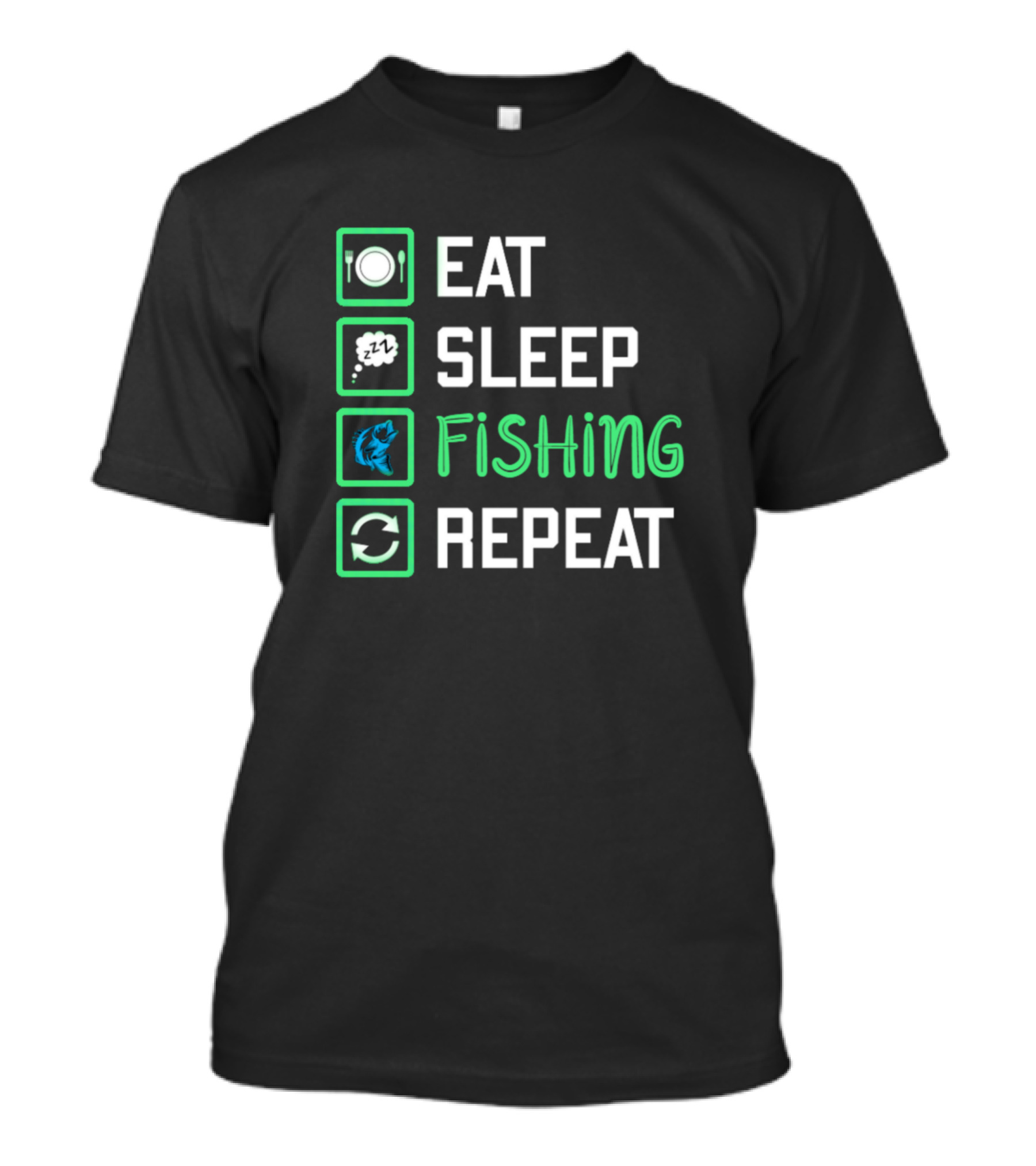 Eat Sleep Fishing Repeat Plate Bed Fish Cycle T-Shirt