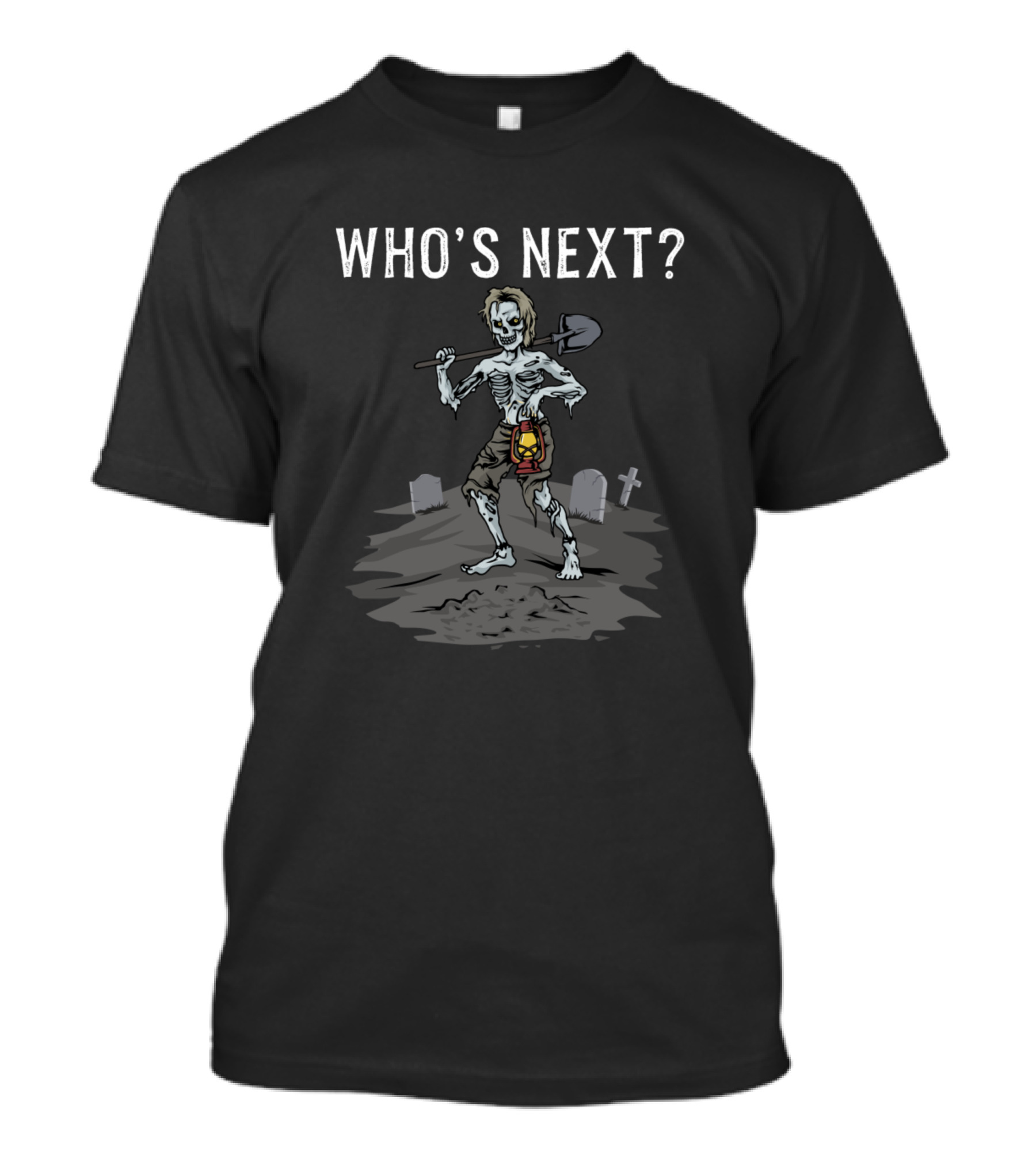 Who's Next Halloween Skeleton Graveyard Scary T-Shirt