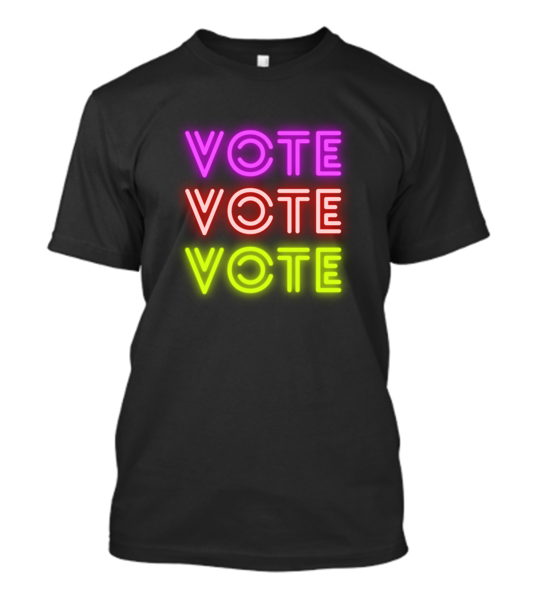 Vote Neon Text Repeated Three Times T-Shirt