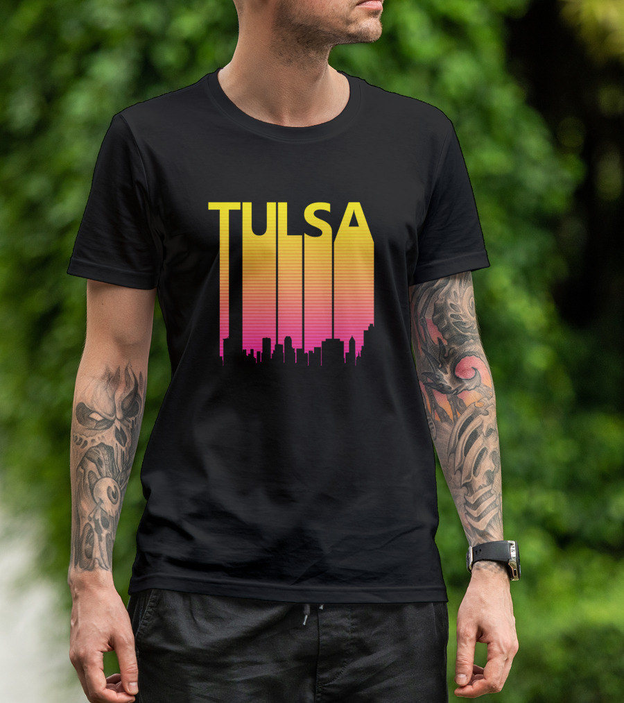 Tulsa Skyline Retro 1980S Gradient T-Shirt