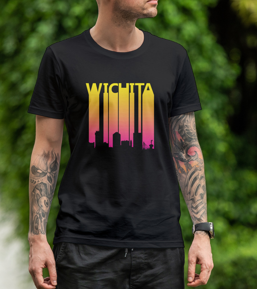 Wichita Retro 1980S Skyline Vintage Gradient T-Shirt