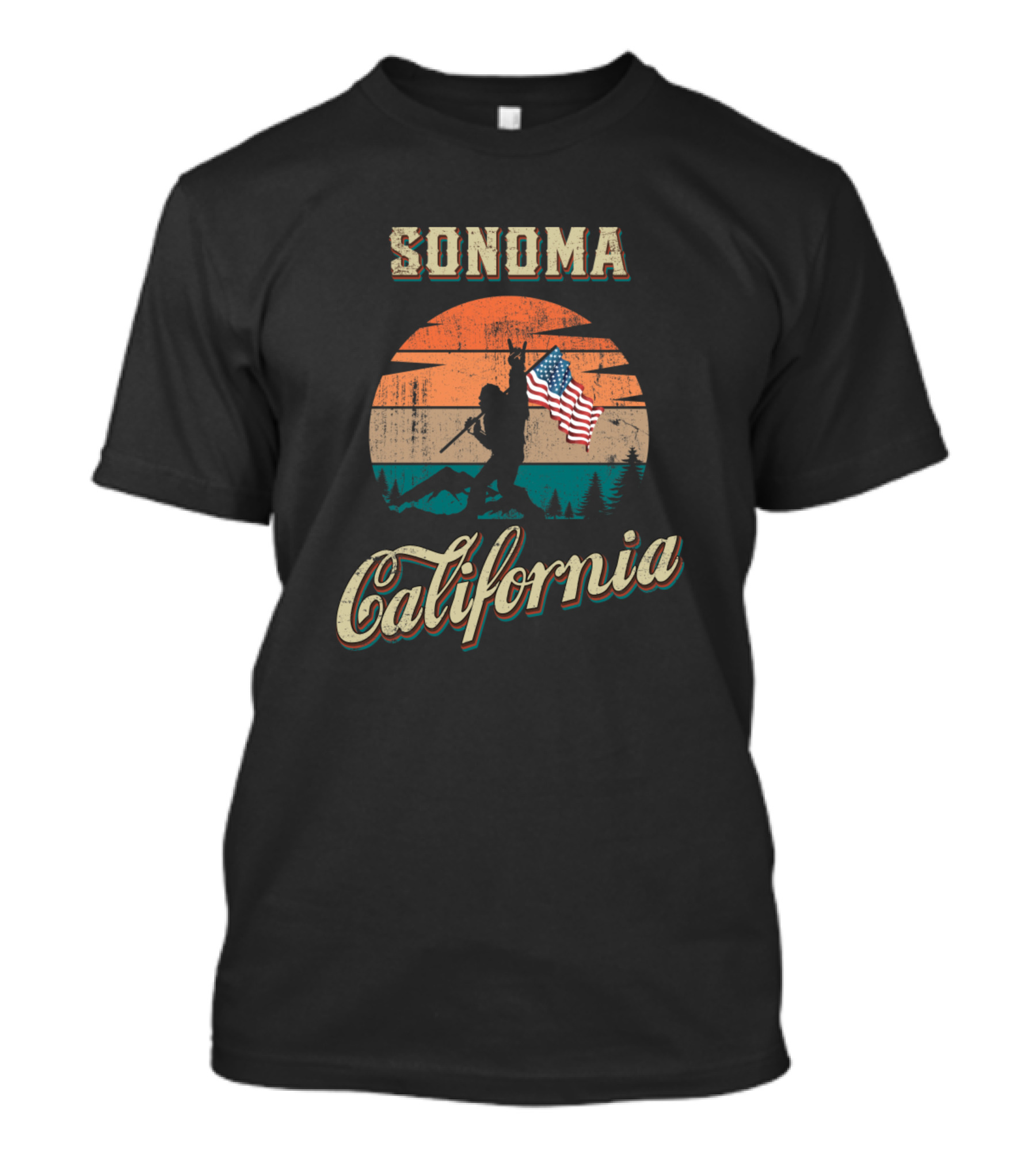 Sonoma California Vintage Sunset American Flag T-Shirt