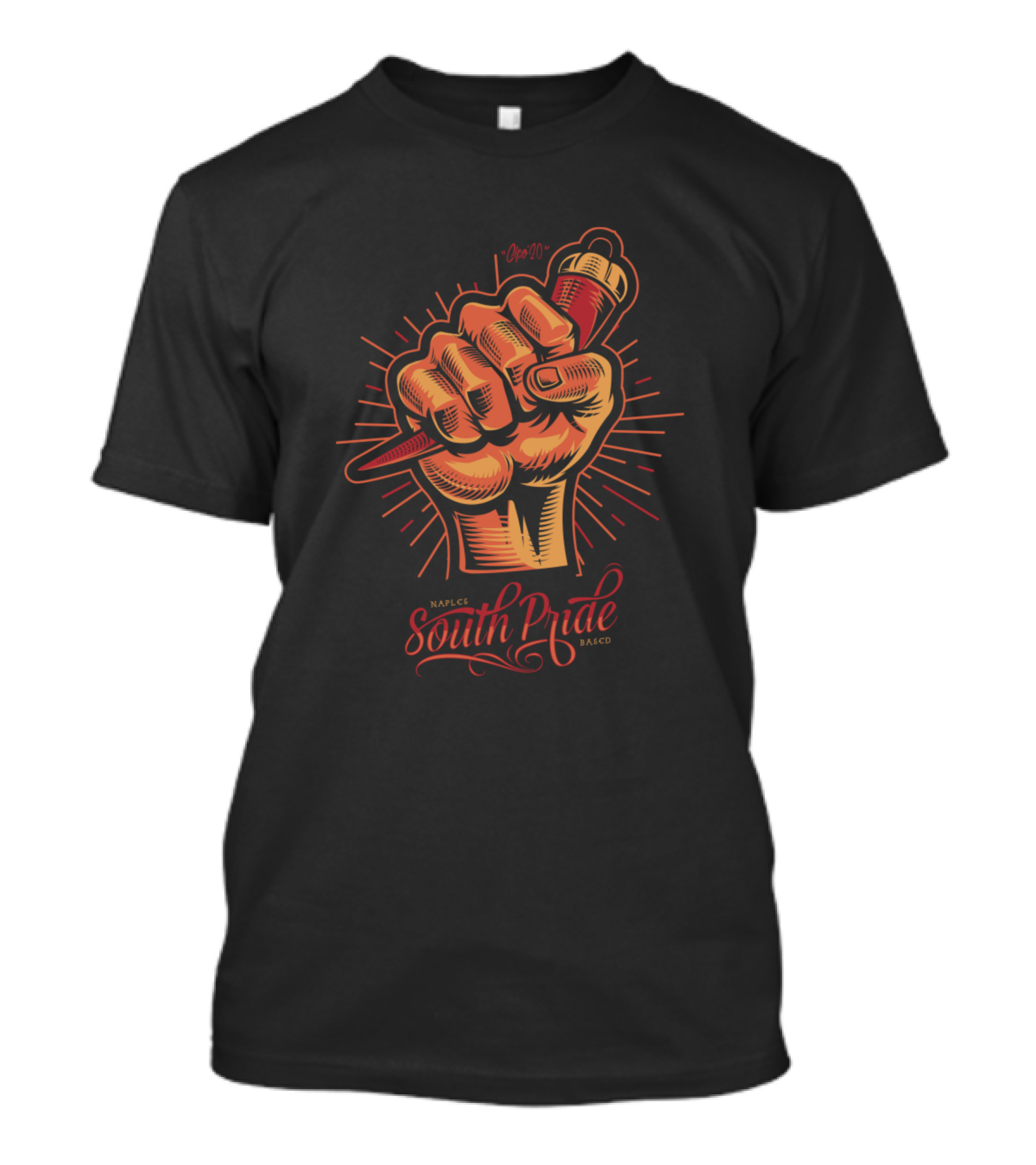 Naples South Pride Black Version Raised Fist With Marker T-Shirt