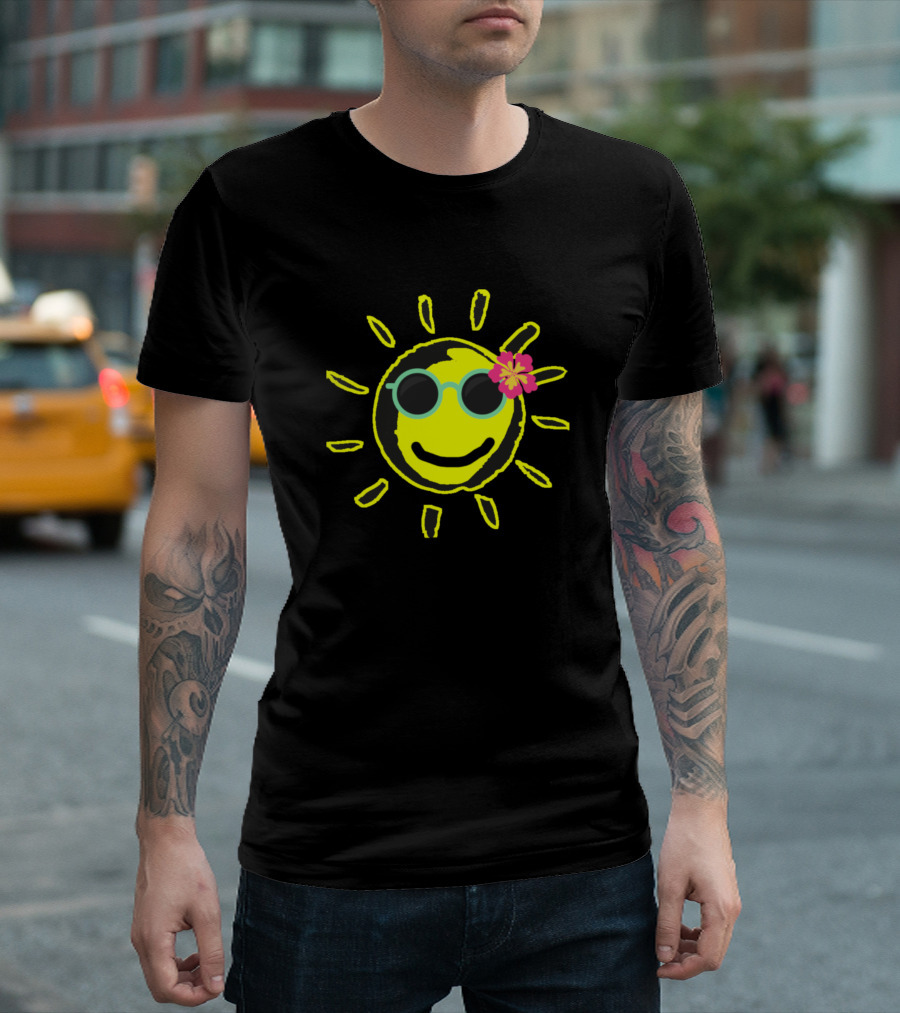 Sun With Glasses and Flower Accessory T-Shirt