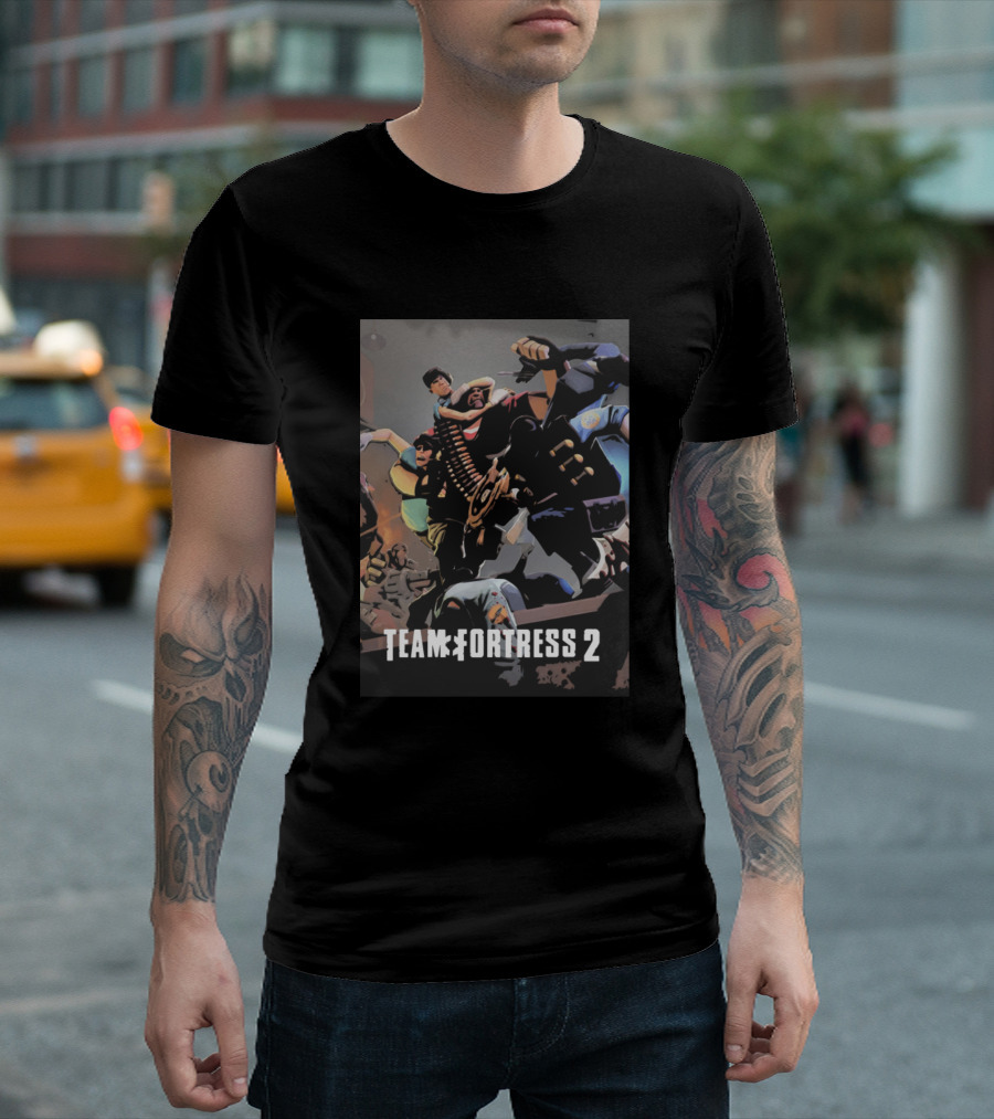 Team Fortress 2 Action-Packed Character Battle Scene T-Shirt