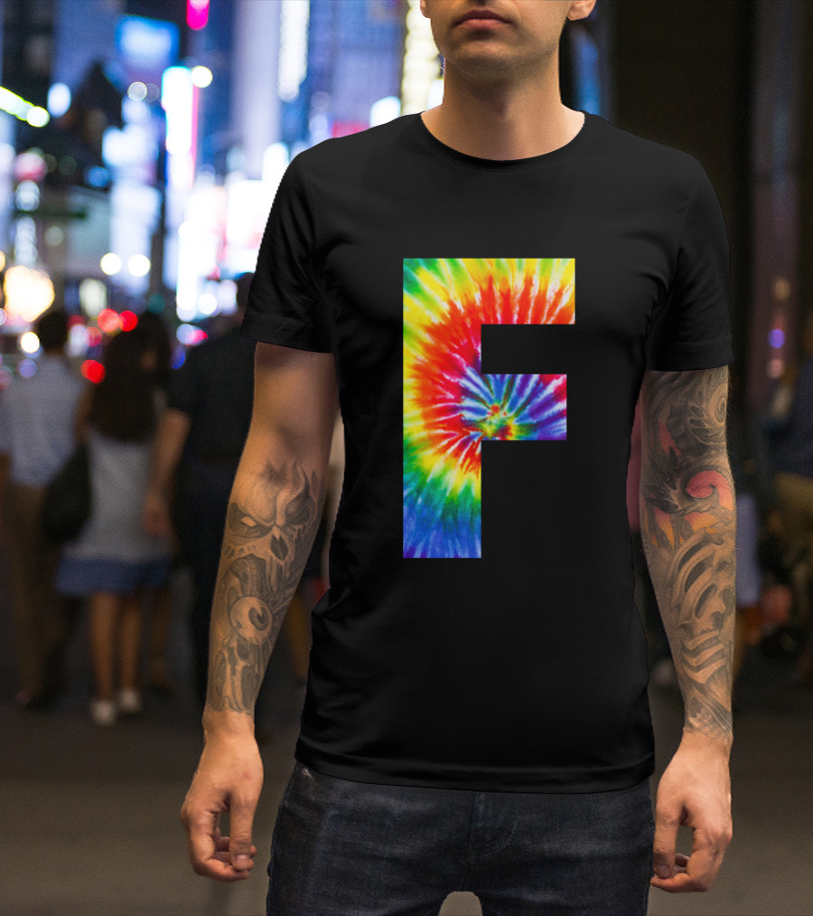 Tie Dye F Rainbow Swirl T-Shirt