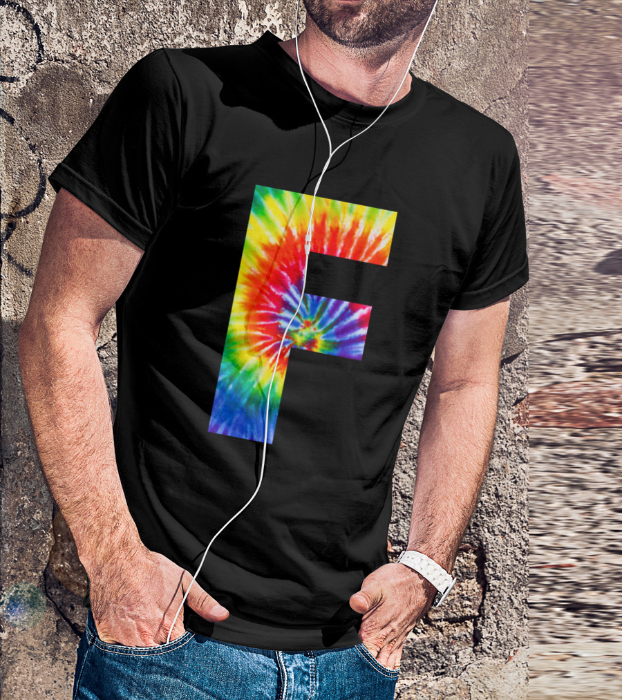 Tie Dye F Rainbow Swirl T-Shirt