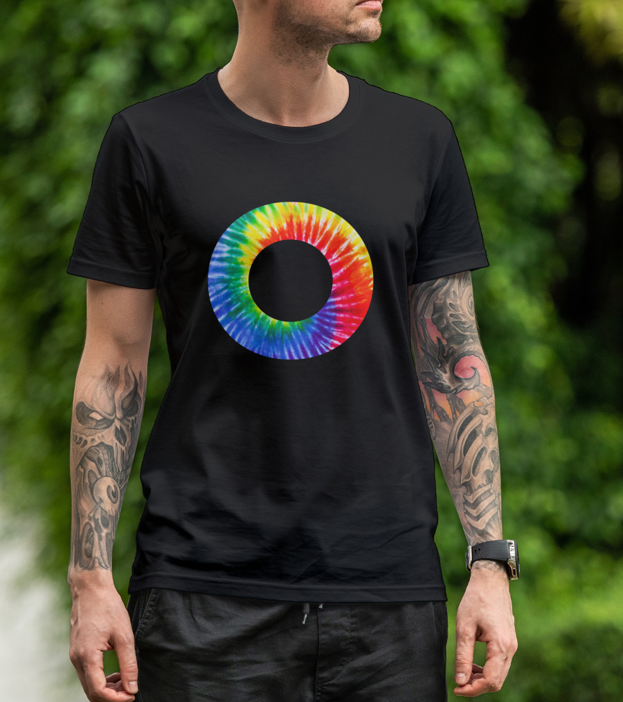 Rainbow Tie Dye O Letter T-Shirt