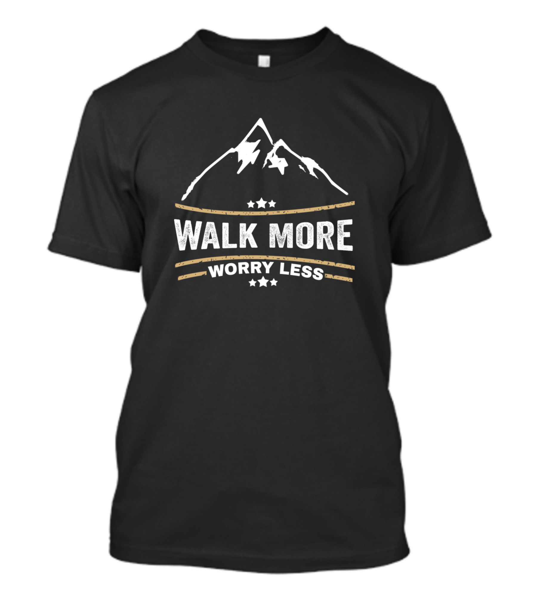 WALK MORE WORRY LESS Mountain Silhouette Stars T-Shirt