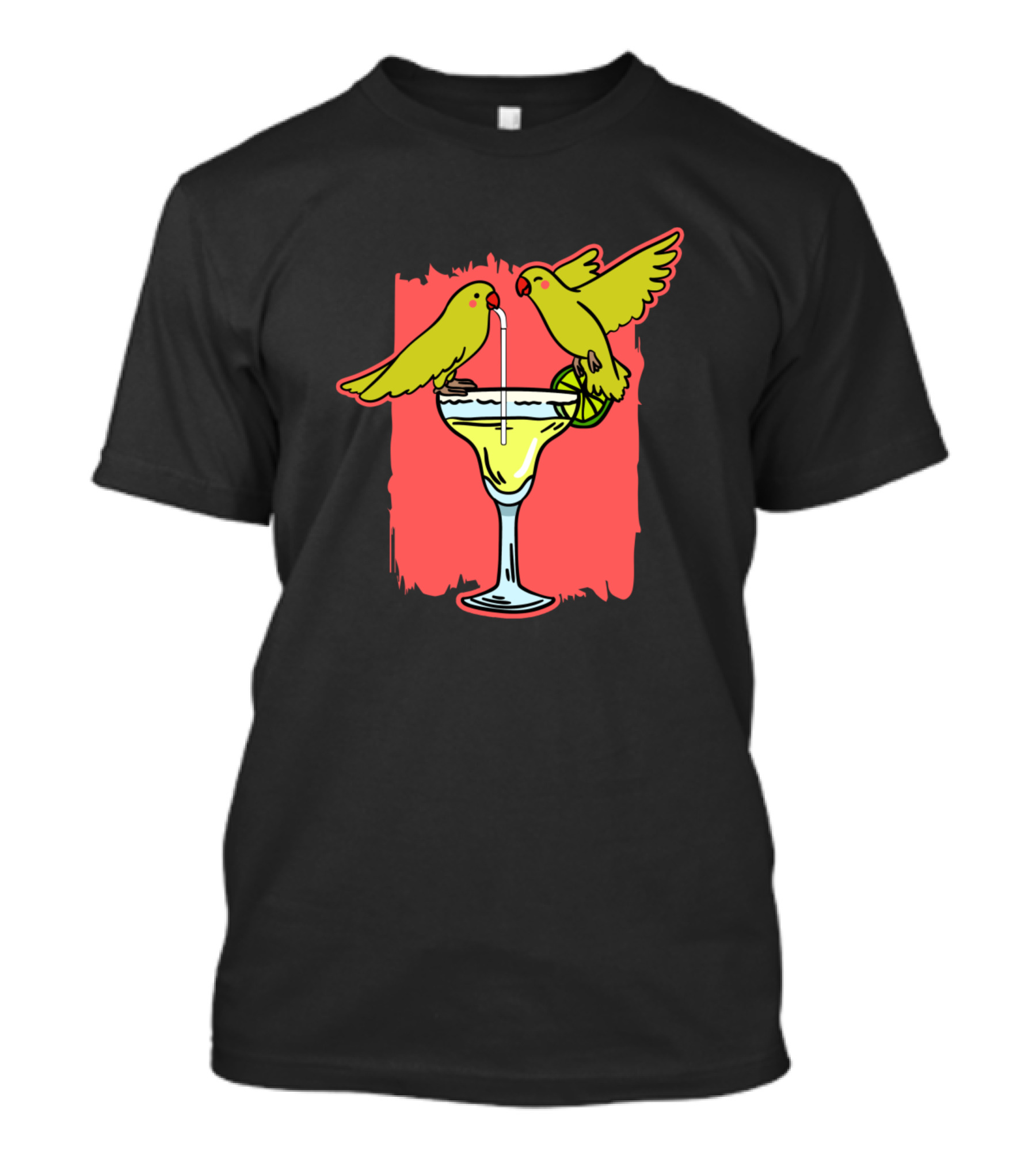 Funny Two Parrots Enjoying Margarita On Holiday T-Shirt