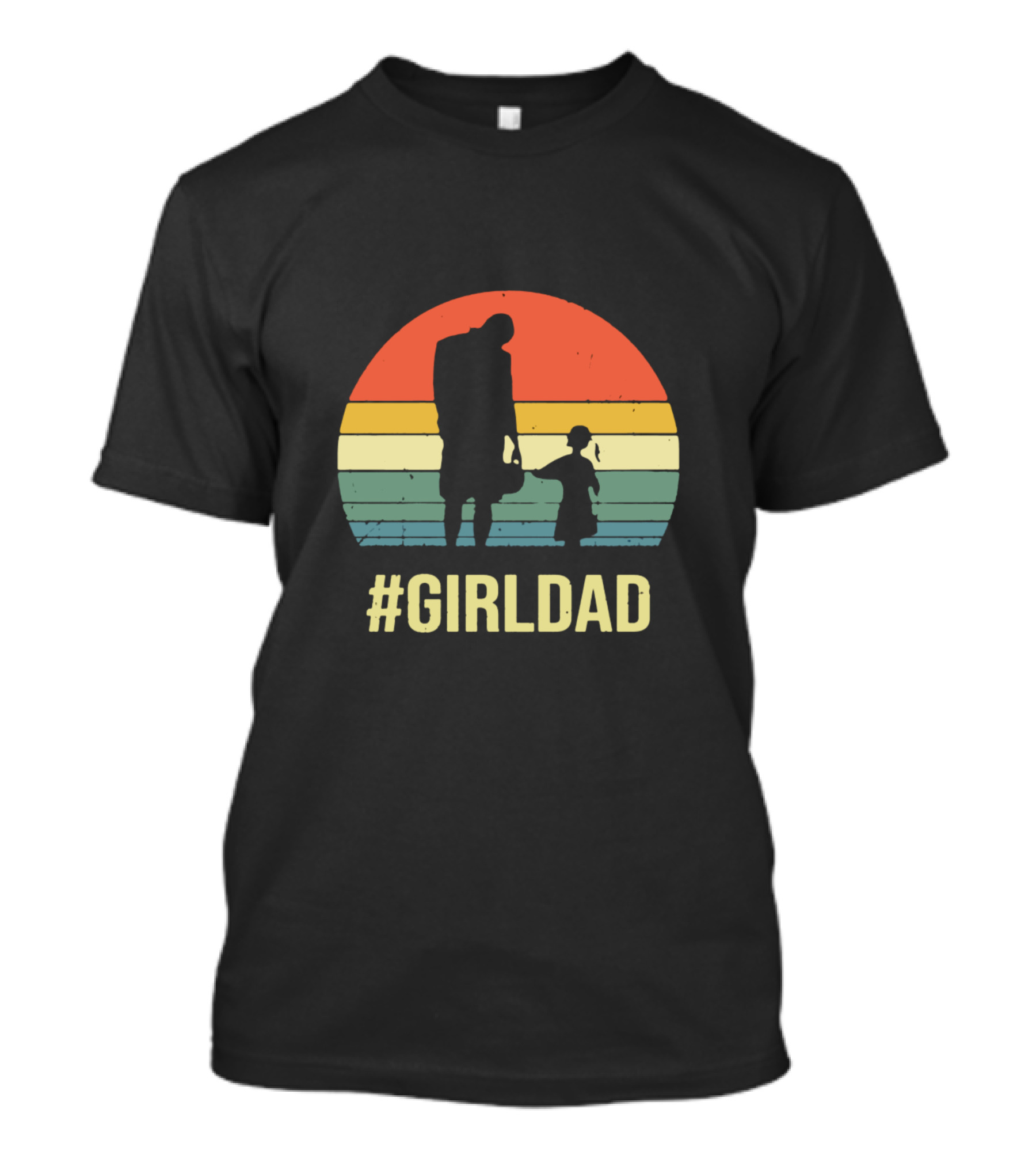 Girldad Silhouette Retro Sunset With Father And Daughter T-Shirt