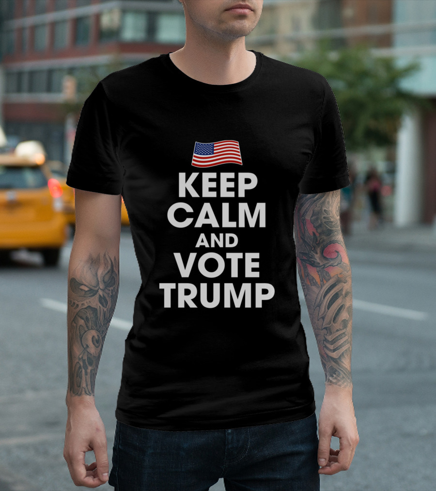 Keep Calm and Vote Trump American Flag T-Shirt