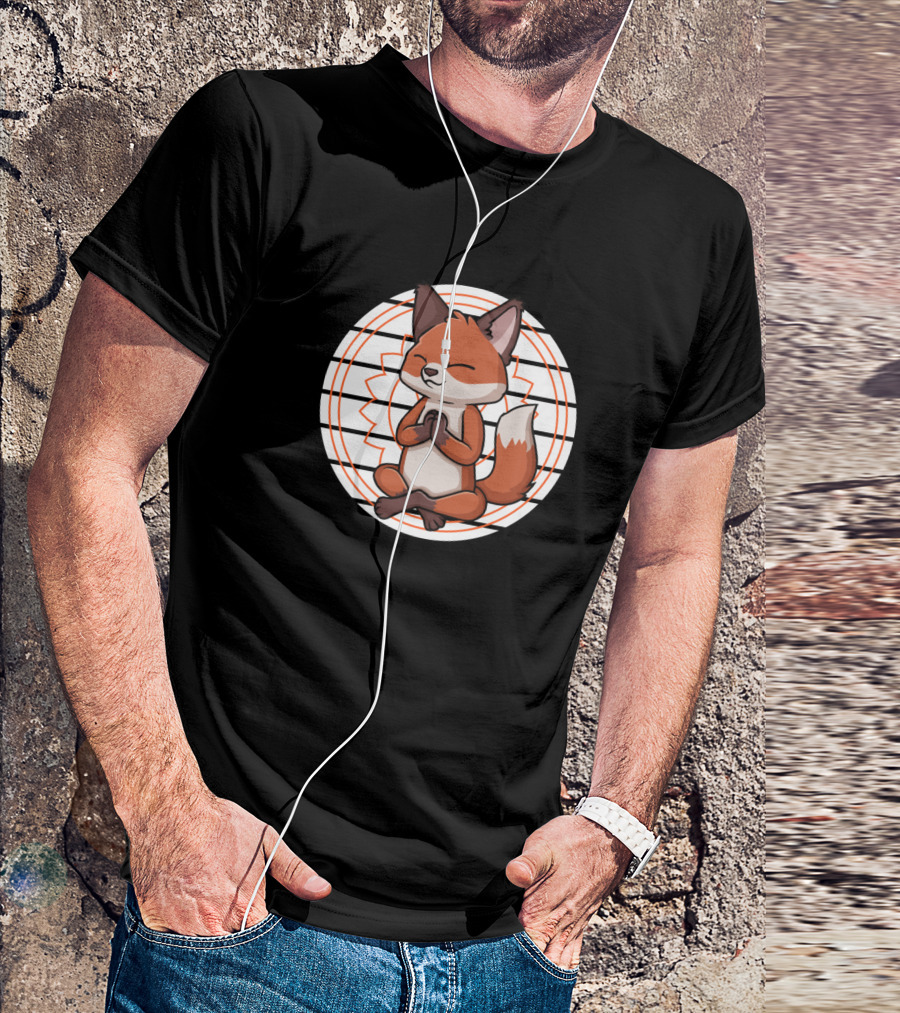 Meditation Fuchs Achtsamkeit Yoga Zen Mit Sitzendem Fuchs Und Mandala T-Shirt