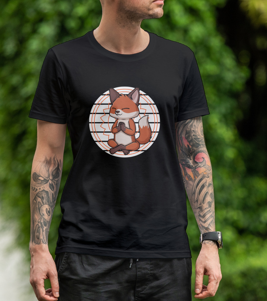 Meditation Fuchs Achtsamkeit Yoga Zen Mit Sitzendem Fuchs Und Mandala T-Shirt