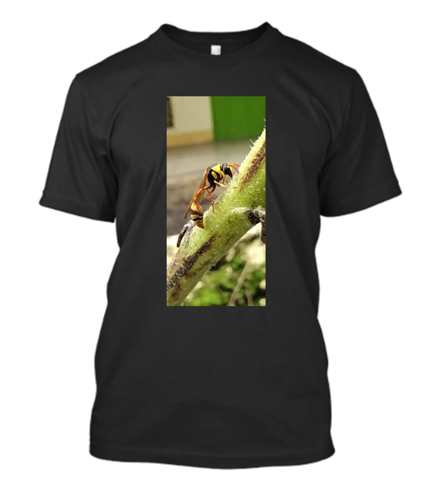 'Painting Of Hornet On Green Branch With Natural Background' T-Shirt