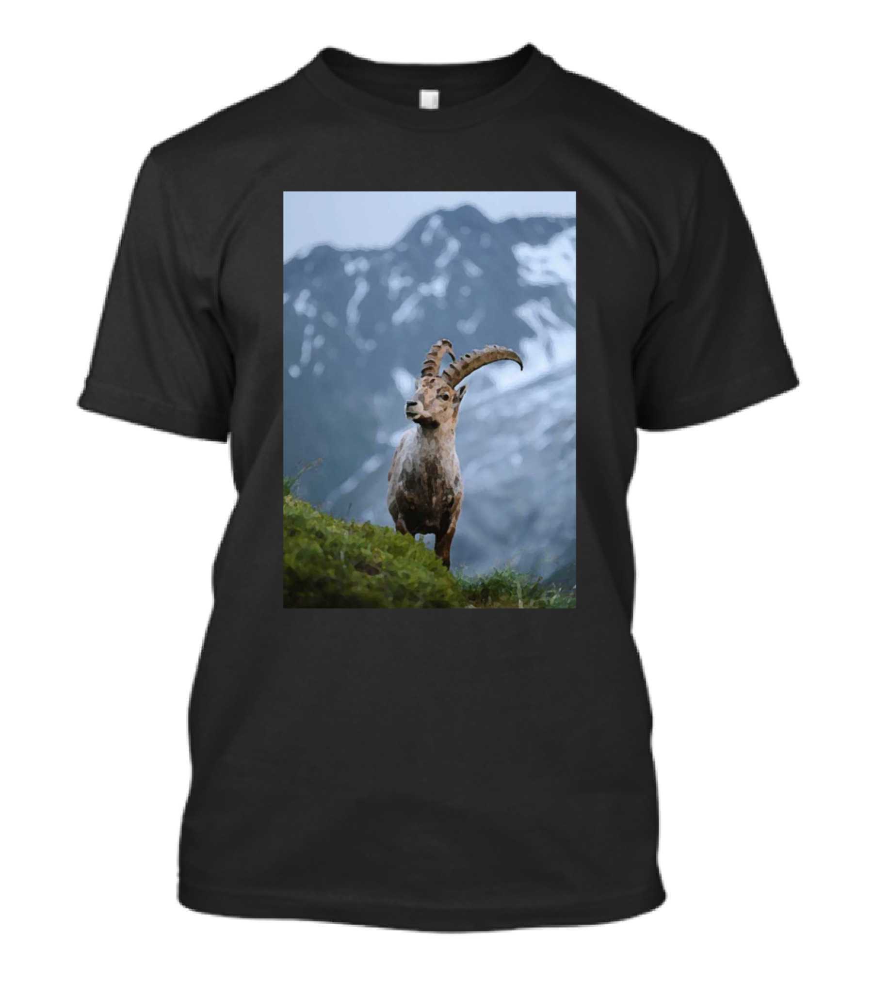 Painting Of Ibex In Mountain Landscape T-Shirt