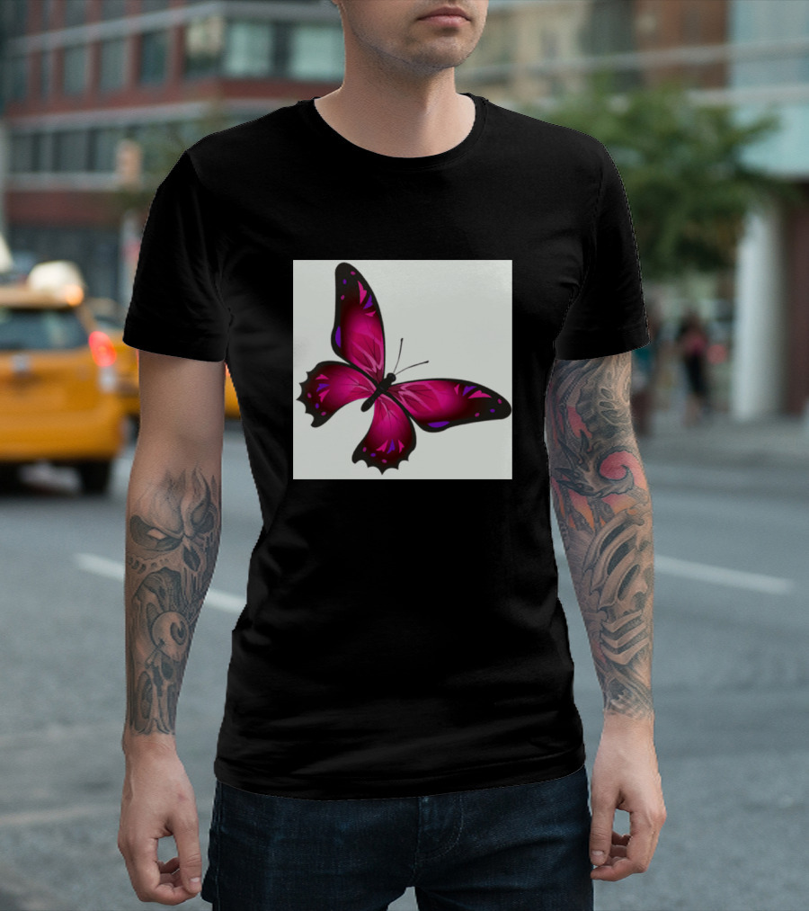 Purple Violet Black Butterfly T-Shirt