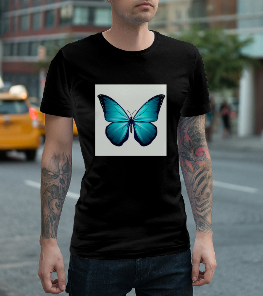 Teal and Black Butterfly T-Shirt