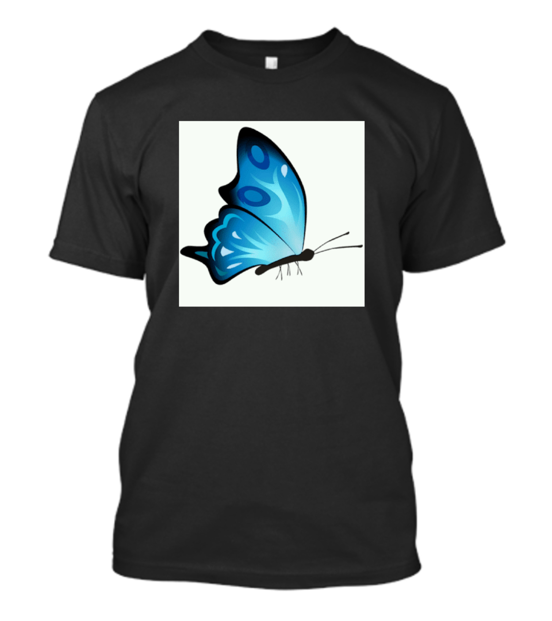 Teal Blue And Black Butterfly Clip T-Shirt