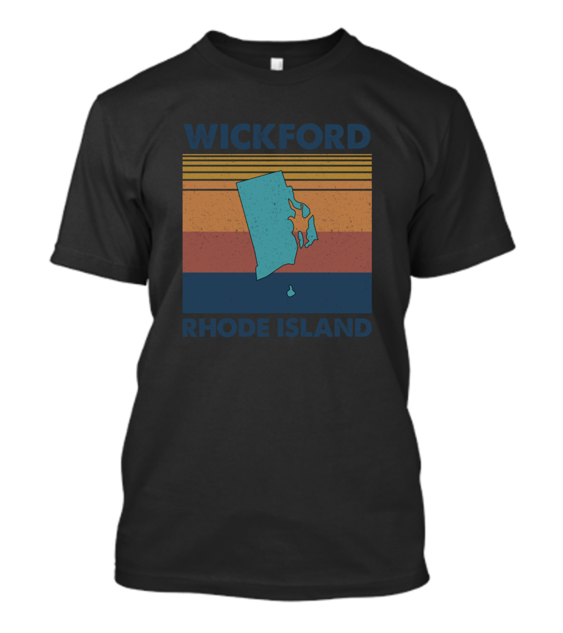 Wickford Rhode Island Vintage Retro Map Stripes T-Shirt