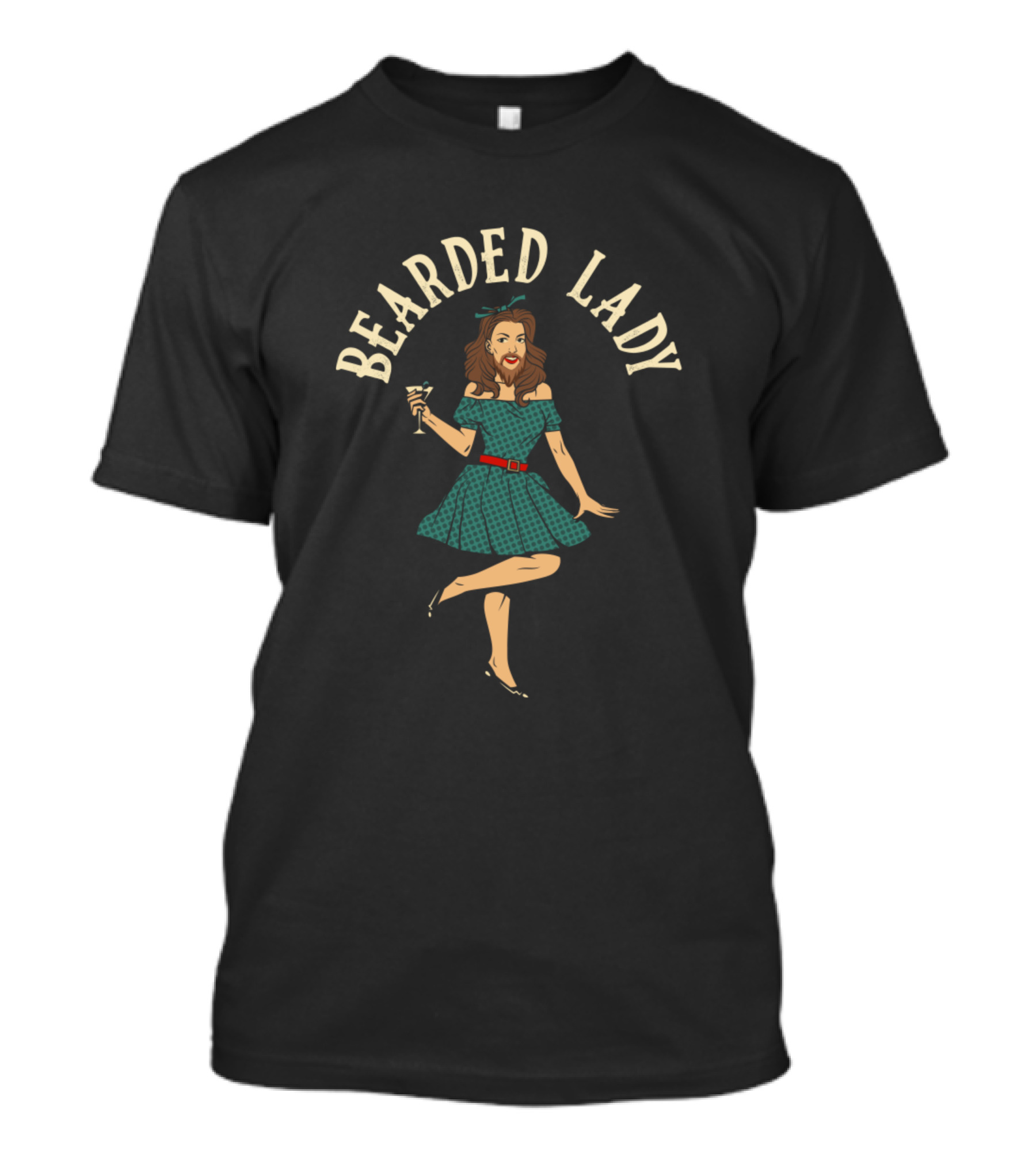 Bearded Lady Vintage Circus Costume Party Dress T-Shirt