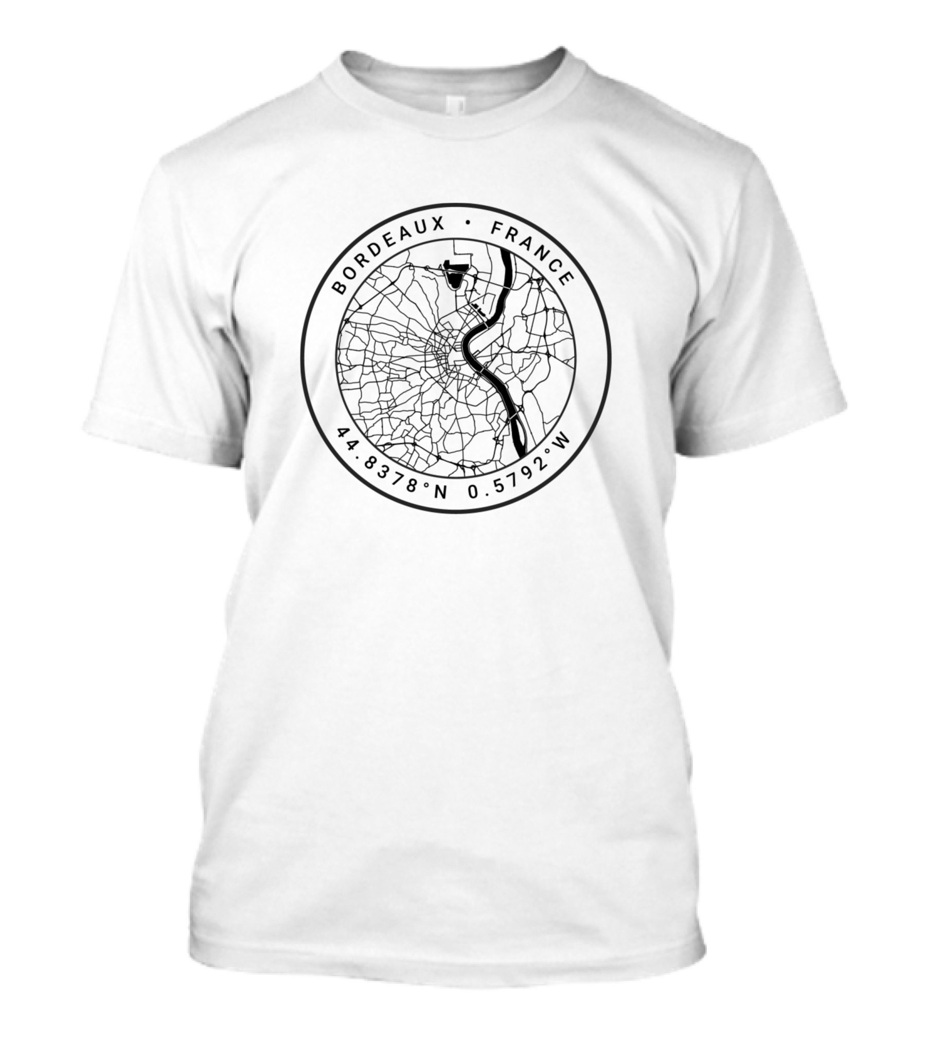 Bordeaux France Map 44.8378°N 0.5792°W T-Shirt