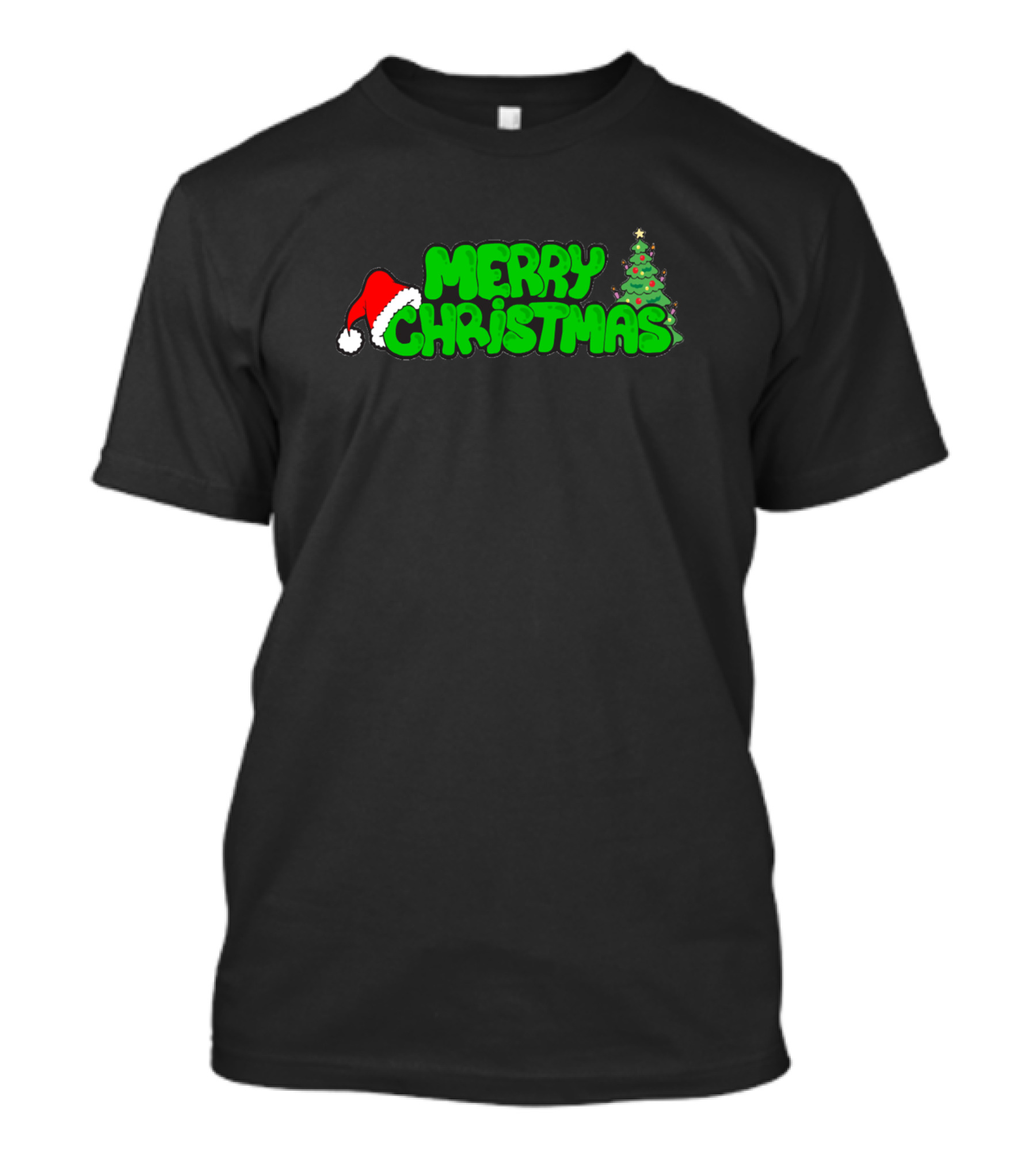 Merry Christmas Santa Hat And Tree T-Shirt