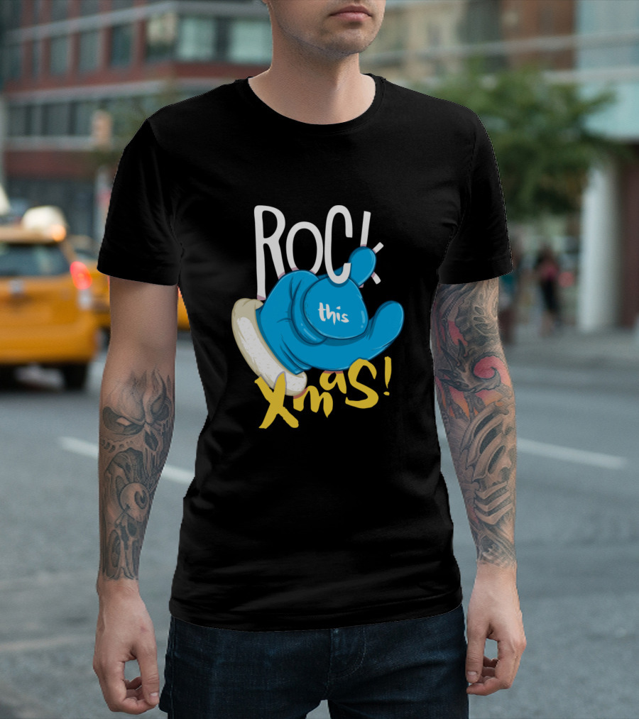 Rock This Xmas Santa Hand T-Shirt